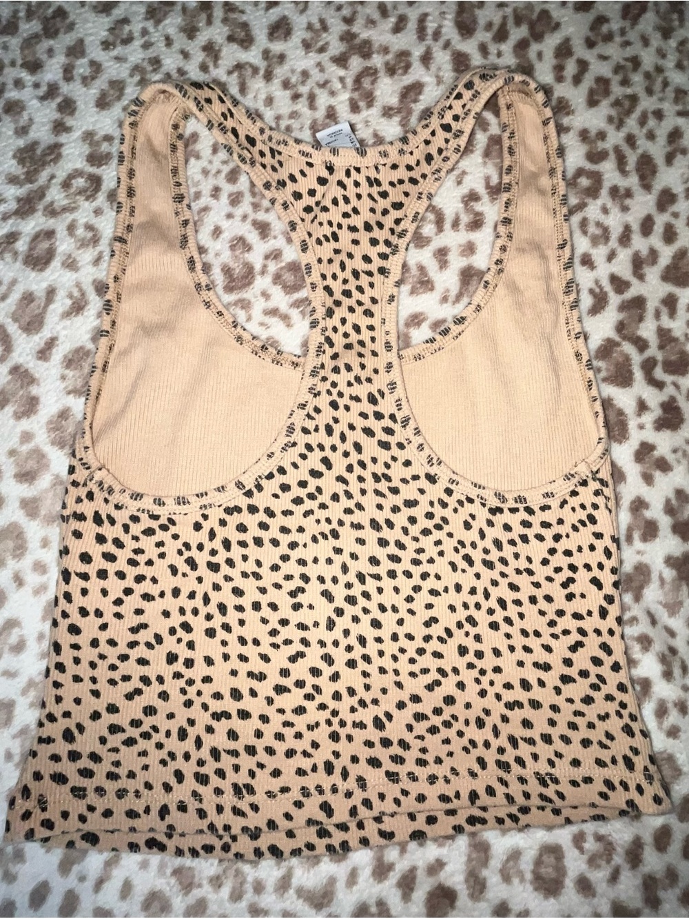 Forever 21 Beige Leopard Print Ribbed Racerback Tank - Picture 2 of 3